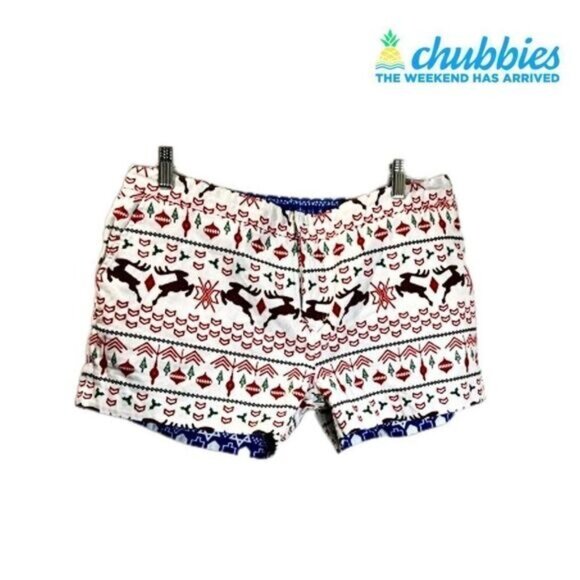 Chubbies Women's Reversible Holiday Christmas/Hanukkah Button Shorts - Picture 2 of 14